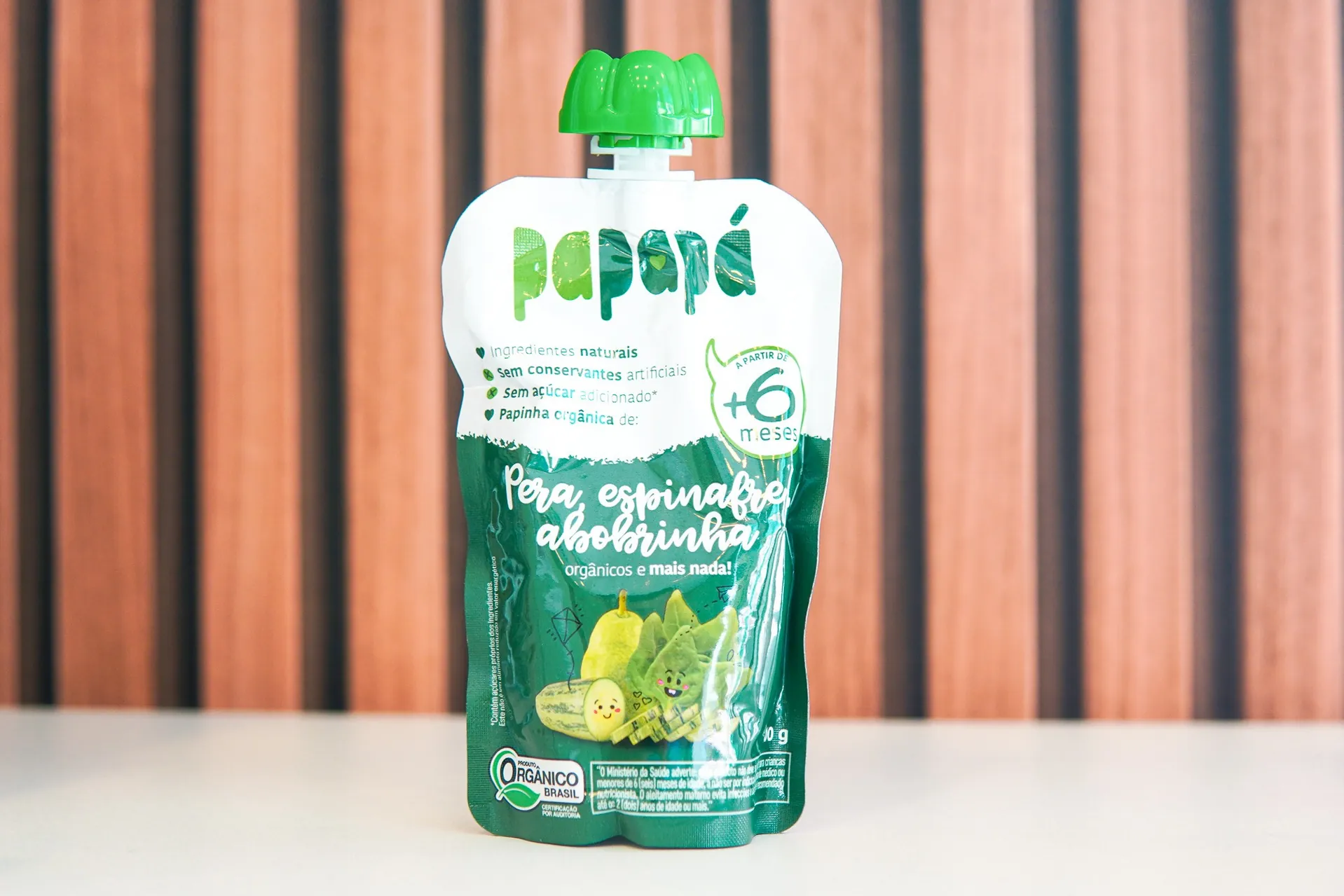 Papinha pera, espinafre e abobrinha